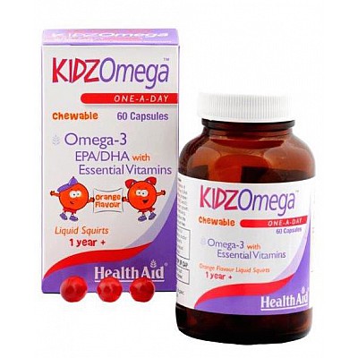 HEALTH AID KIDZ Omega with Vitamins Μασώμενες κάψουλες με γεύση πορτοκάλι 60caps