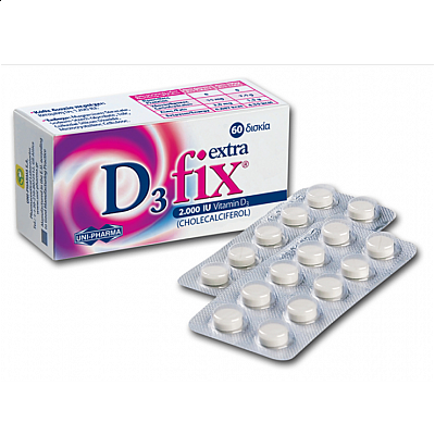 Uni-Pharma D3 Fix EXTRA 2000iu, Vitamin D3, 60 Ταμπλέτες