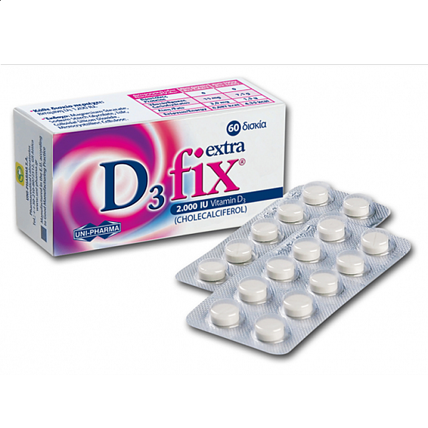 Uni-Pharma D3 Fix EXTRA 2000iu, Vitamin D3, 60 Ταμπλέτες