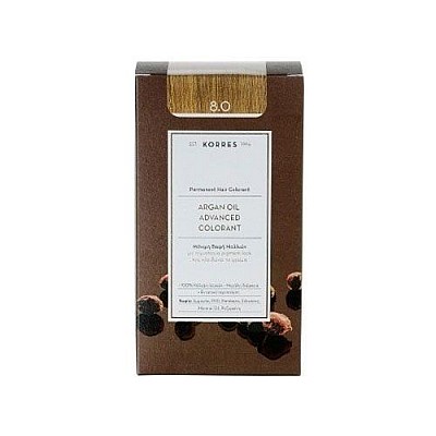 Korres Argan Oil Advanced Colorant Μόνιμη Βαφή Μαλλιών 8.0 Ξανθό Ανοικτό 50ml