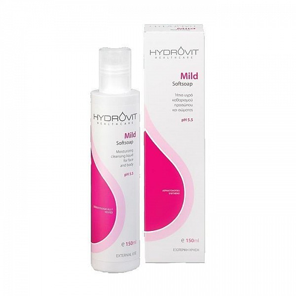 Hydrovit Mild Softsoap Ήπιο Υγρό Καθαρισμού Προσώπου & Σώματος Ph 5.5, 150ml