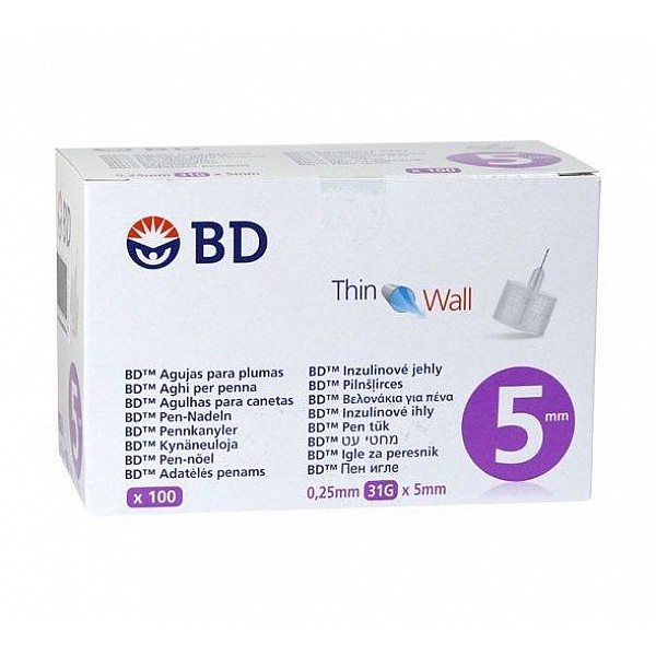 BD Micro-Fine + 5mm, Αποστειρωμένες βελόνες ινσουλίνης 31G 0,25 x 5mm 100 τμχ