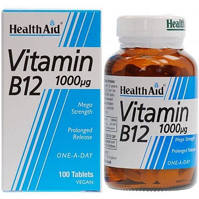 Health Aid Vitamin B12 1000μg Βιταμίνη B12 για την Καλή Λειτουργία του Νευρικού Συστήματος, 100 tabs