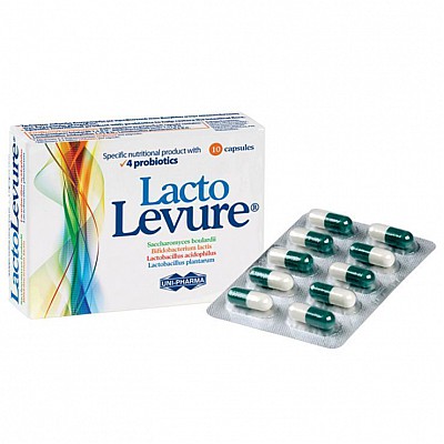 Uni-Pharma Lacto Levure Συμπλήρωμα Διατροφής με 4 Προβιοτικά 10Κάψουλες
