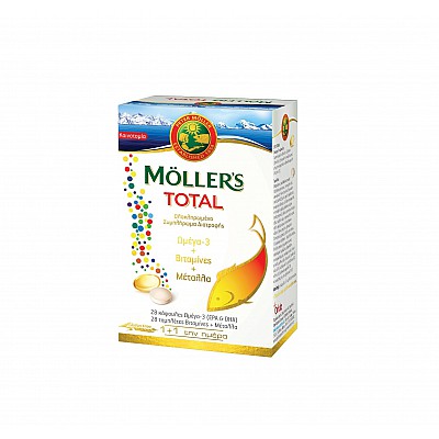 Moller's Total Ολοκληρωμένο Συμπλήρωμα Διατροφής Ωμέγα 3, Βιταμινών & Μετάλλων, (28 caps + 28 tabs)