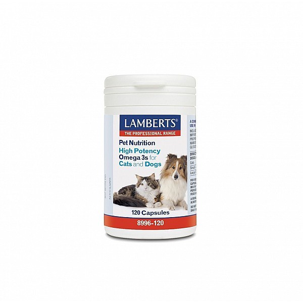 Lamberts Pet Nutrition High Potency Omega 3s Cats & Dogs, Συμπληρωματική Ζωοτροφή για Σκύλους και Γάτες 120 Caps