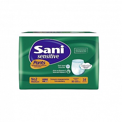 Sani Sensitive Pants Medium Ελαστικό Εσώρουχο Ακράτειας No.2, 14τεμάχια