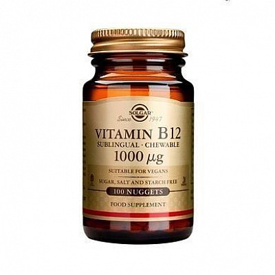 Solgar Vitamin B-12, 1000mg Καλή Λειτουργία των Κυττάρων, 100 nugets