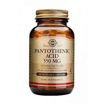 Solgar Pantothenic Acid 550mg Παντοθενικό οξύ - Βιταμίνη Β5,50caps