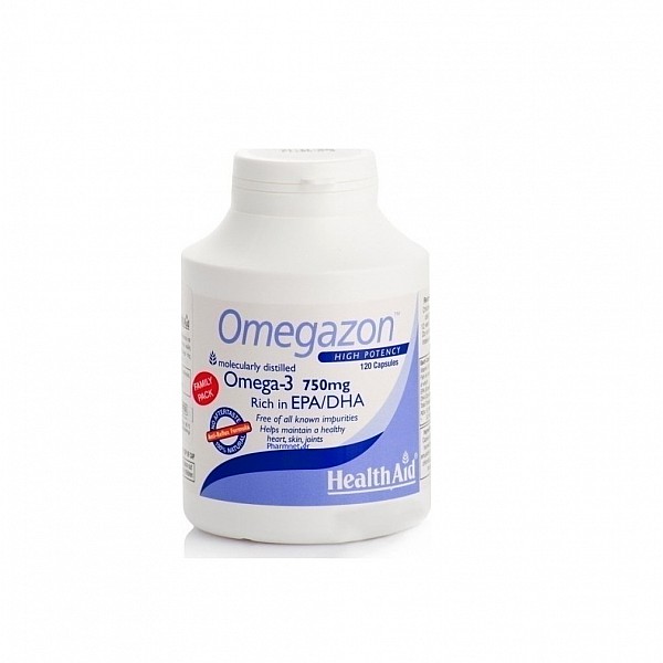 Health Aid Omegazon Ωμέγα 3 - 750 mg, Υγιή Καρδιά, Κυκλοφορικό & Εγκέφαλος Family Pack, 120caps