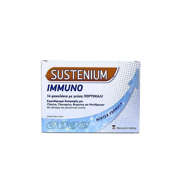 Sustenium Immuno Sachets Συμπλήρωμα Διατροφής για την ενίσχυση του Ανοσοποιητικού, με γεύση πορτοκάλι, 14 sachets