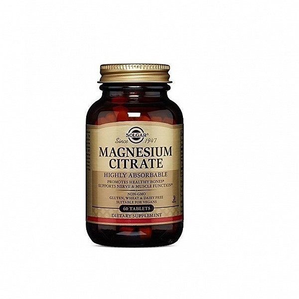 Solgar Magnesium Citrate 200mg, 60 Ταμπλέτες