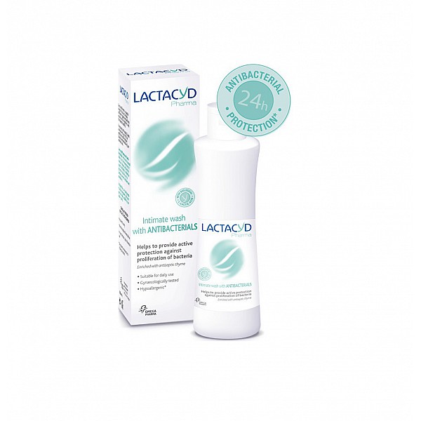 Lactacyd Pharma Antibacterials Καθαριστικό Ευαίσθητης Περιοχής με Φυσικούς Αντιβακτηριακούς Παράγοντες, 250 ml