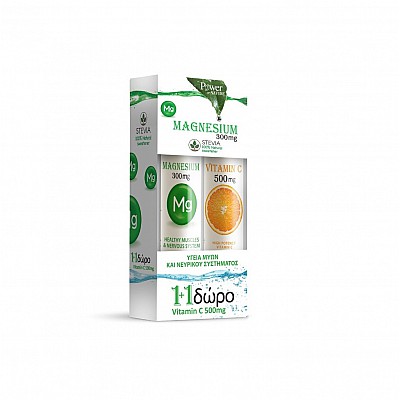 Power Health Magnesium 300mg & Vitamin C 500mg with Stevia 20 + 20 αναβράζοντα δισκία
