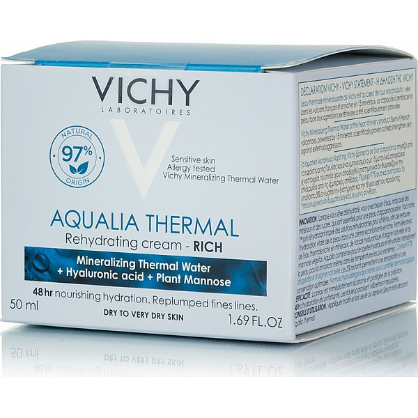 Vichy AQUALIA THERMAL Rehydrating Rich Cream Πλούσια Κρέμα για 48ωρη Eνυδάτωση για Ξηρή / Πολύ Ξηρή επιδερμίδα, 50ml