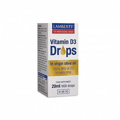 Lamberts Vitamin D3 Drops Συμπλήρωμα Βιταμίνης D, 20ml/600 drops