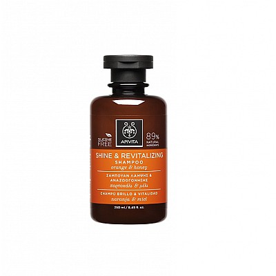 Apivita Shine & Revitalizing Shampoo Σαμπουάν Λάμψης & Αναζωογόνησης με Πορτοκάλι & Μέλι, για Όλους τους Τύπους Μαλλιών, 250ml