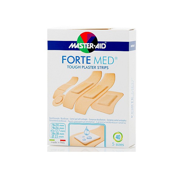 MASTER AID - FORTE MED Αυτοκόλλητα Strip Διάφορα Μεγέθη (χρώμα του δέρματος) - 40τεμ.