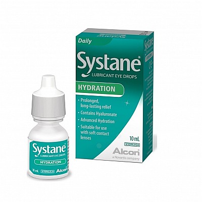 Alcon Systane Hydration Λιπαντικές Οφθαλμικές Σταγόνες με Υαλουρονικό Οξύ, 10 ml