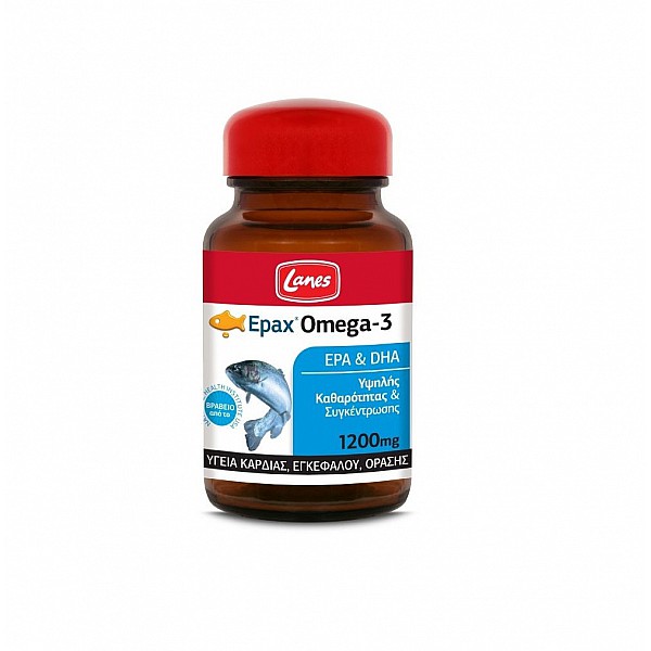 Lanes Epax® Omega-3, για την Υγεία της Καρδιάς, του Εγκεφάλου και της Όρασης, 30caps