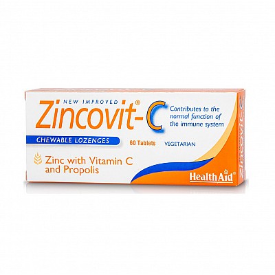 Health Aid Zincovit-C Chewable Ψευδάργυρος Με Βιταμίνη C & Πρόπολη για το Ανοσοποιητικό Σύστημα 60 Μασώμενες Ταμπλέτες