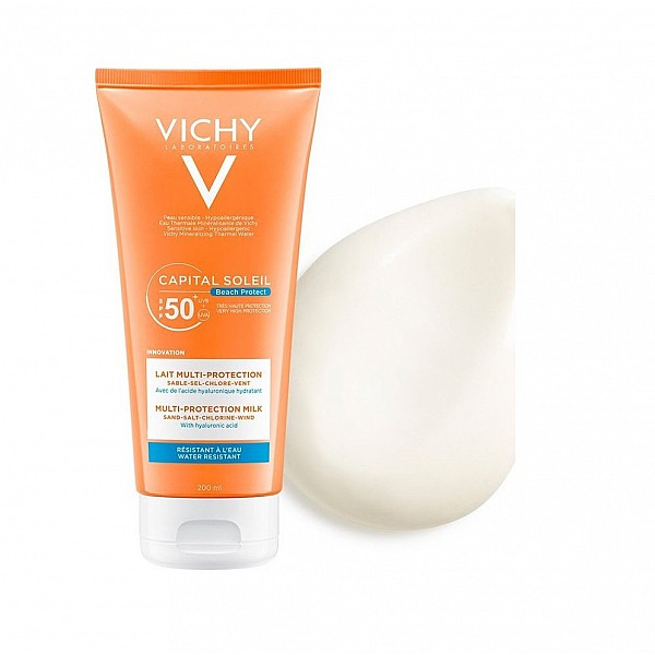 Vichy Capital Soleil Beach Protection Multi-Protection Milk SFP50+ Αντιηλιακό Γαλάκτωμα Πολλαπλής Προστασίας, 200ml