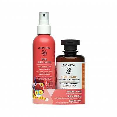 Apivita Bee Sun Safe Lotion Hydra Solaire Kids SPF50 200ml & Apivita Kids Care Hair & Body Wash 250ml