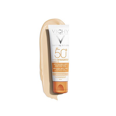 Vichy Capital Soleil Anti Dark Spot Tinted 3 in 1 SPF50+, Αντιηλιακή Προσώπου Κατά Των Κηλίδων Με Χρώμα & Μη Λιπαρή Υφή, 50ml