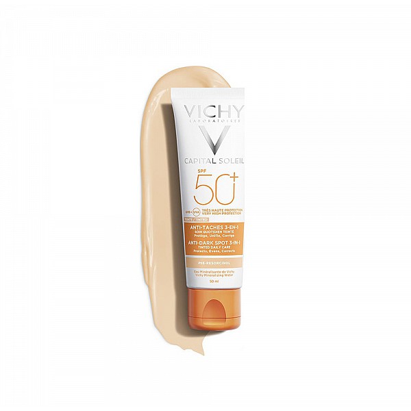 Vichy Capital Soleil Anti Dark Spot Tinted 3 in 1 SPF50+, Αντιηλιακή Προσώπου Κατά Των Κηλίδων Με Χρώμα & Μη Λιπαρή Υφή, 50ml