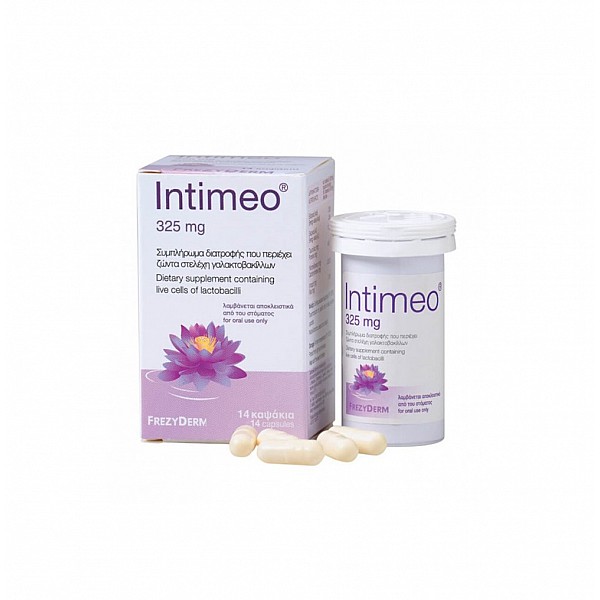 Frezyderm Intimeo 325mg Συμπλήρωμα Διατροφής με Ζώντα Στελέχη Γαλακτοβακίλλων για την Υγεία της Ευαίσθητης Περιοχής, 14caps