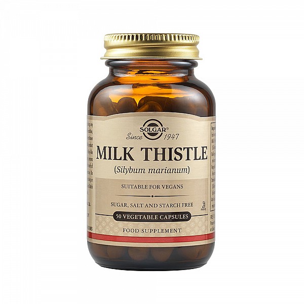 Solgar Milk Thistle Συμπλήρωμα Διατροφής Γαϊδουράγκαθου για Ενδυνάμωση & Προστασία του Ήπατος, 50veg.caps