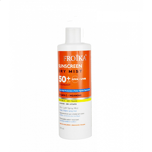 Froika Sunscreen Dry Mist Αντηλιακό Διάφανο Μη λιπαρό για Ευαίσθητη & Μη Ανεκτική στον Ήλιο Επιδερμίδα SPF50+, 250ml