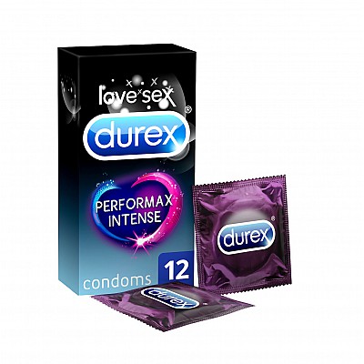 Durex Perfomax Intense Προφυλακτικά Με Κουκκίδες, Ραβδώσεις και Επιβραδυντικό Τζελ, 12τεμ