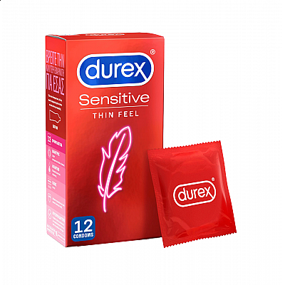 Durex Sensitive Προφυλακτικά Λεπτά για Μεγαλύτερη Ευαισθησία, 12τεμ