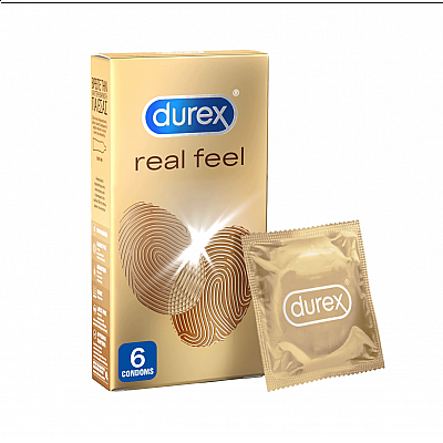 Durex Real Feel Προφυλακτικά από Προηγμένο Υλικό για πιο Φυσική Αίσθηση Κατά την Επαφή, 6 τεμ