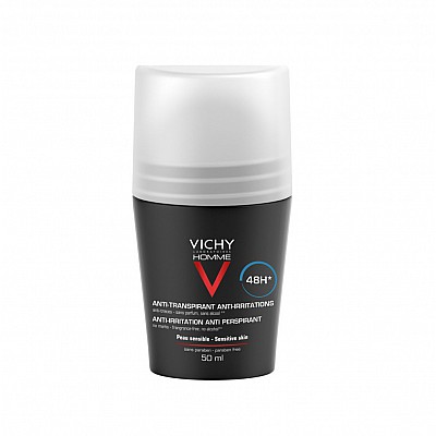 Vichy Homme 48h Deodorant Roll-on for Sensitive Skin Αποσμητικό για Ευαίσθητες Επιδερμίδες, 50ml
