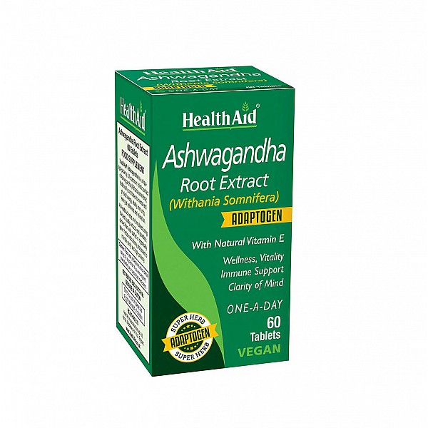 Health Aid Ashwagandha Root Extract, Για Ηρεμία, Ενέργεια & Υποστήριξη Του Ανοσοποιητικού, 60tabs