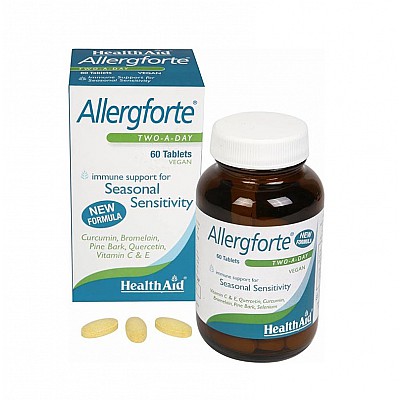 Health Aid Allergforte Two A Day Φυσικό Αντισταμινικό για τις Εποχιακές Αλλεργίες, 60tabs