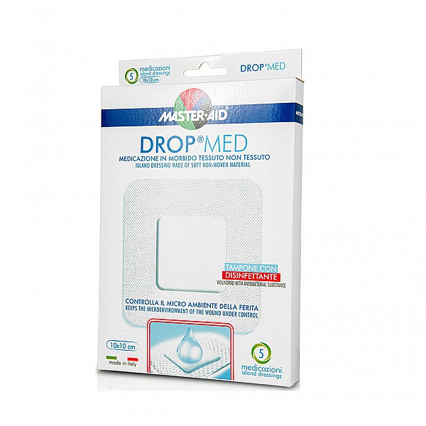 Masteraid Drop Med Αυτοκόλλητες Ατικολλητικές Γάζες 10x10cm (5x5), 5 τεμάχια