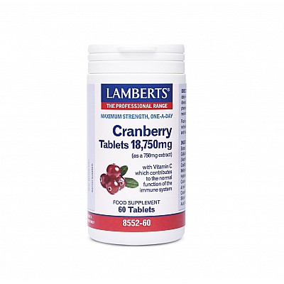 Lamberts Cranberry 18750mg, Κράνμπερι 18750mg για την Υγεία του Ουροποιητικού, 60 ταμπλέτες