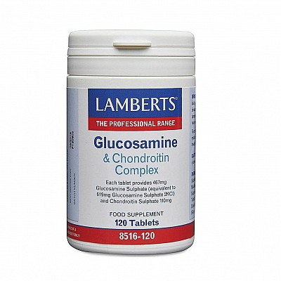 Lamberts Glucosamine & Chondroitin Complex Βοηθά στην Αναδόμηση του Αρθρικού Χόνδρου, 120tabs