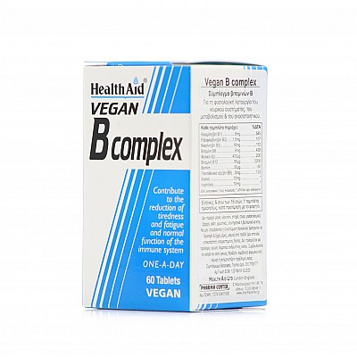 Health Aid Vegan B-Complex Συμπλήρωμα Διατροφής με Σύμπλεγμα Βιταμινών Β, 60 tabs