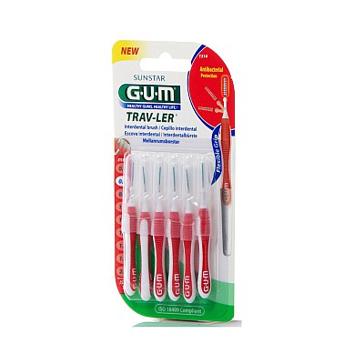 Gum Trav-Ler Interdental Brush (1314) Μεσοδόντιο Βουρτσάκι 0.8mm Κόκκινο, 6τεμ