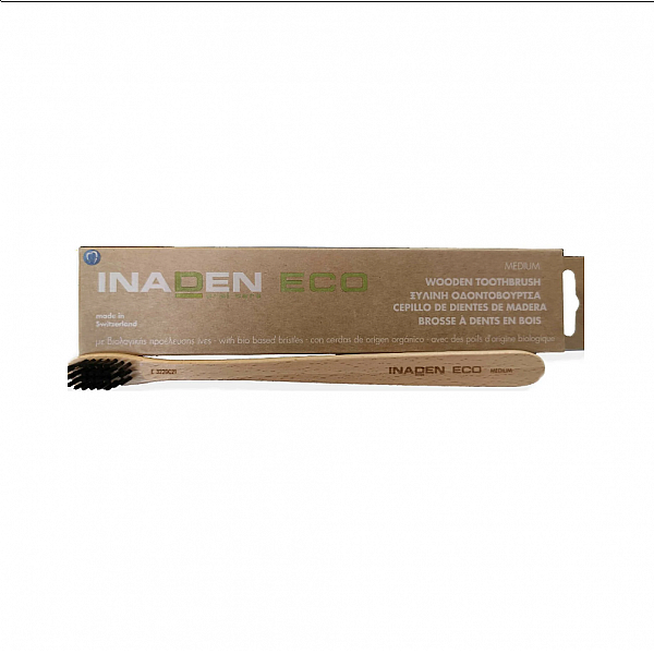 Inaden Eco Wooden Toothbrush Medium 1 Τεμάχιο