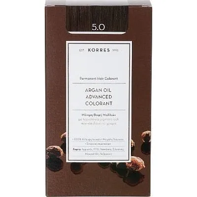Korres Argan Oil Advanced Colorant Βαφή Μαλλιών 5.0 Καστανό Ανοιχτό Φυσικό 50ml