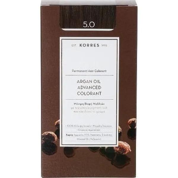 Korres Argan Oil Advanced Colorant Βαφή Μαλλιών 5.0 Καστανό Ανοιχτό Φυσικό 50ml