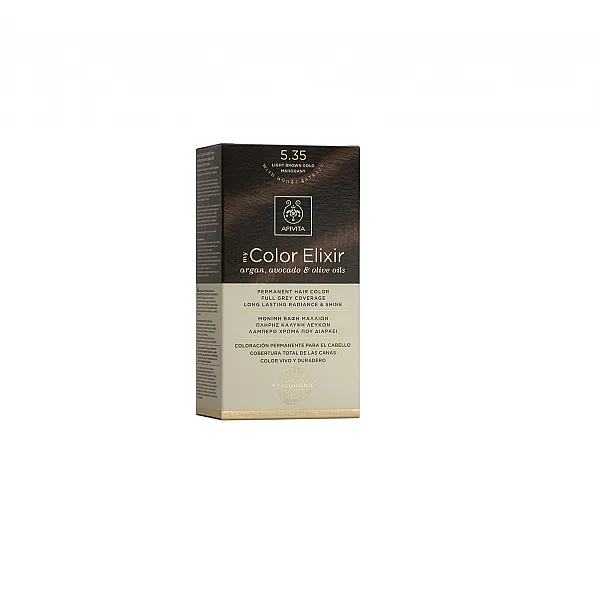 Apivita My Color Elixir Μόνιμη Βαφή Μαλλιών No 5.35 Καστανό Ανοιχτό Μελί Μαονί, 1 τεμάχιο