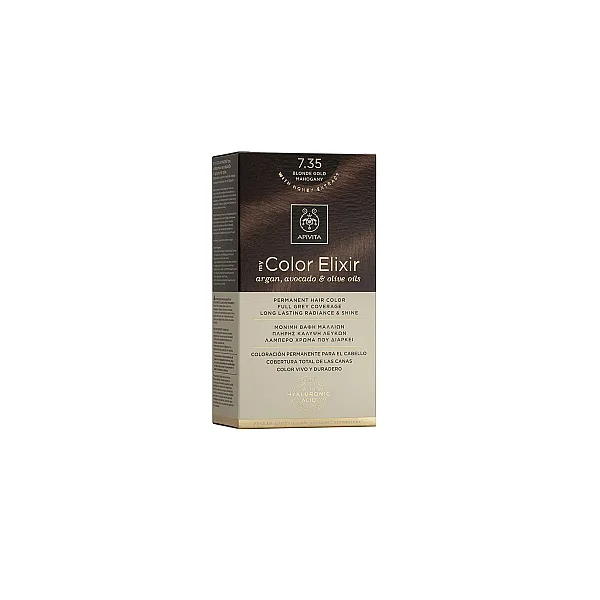 Apivita My Color Elixir Μόνιμη Βαφή Μαλλιών No 7.35 Ξανθό Μελί Μαονί, 1 τεμάχιο