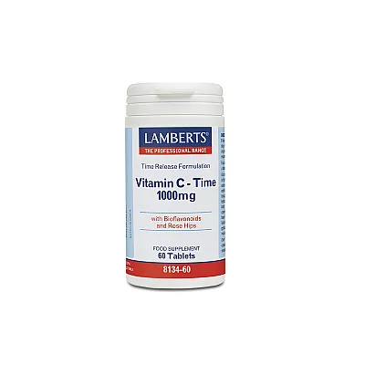 LAMBERTS Vitamin C Time Release 1000MG με Bioflavonoids , 60 Ταμπλέτες