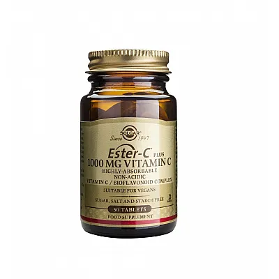 SOLGAR ESTER-C 1000MG ΣΥΜΠΛΗΡΩΜΑ ΔΙΑΤΡΟΦΗΣ ΜΕ ΜΗ ΟΞΙΝΗ ΜΟΡΦΗ ΒΙΤΑΜΙΝΗΣ C TABLETS – 30 TABS